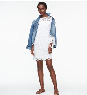 Bell-sleeve dress in embroidered eyelet M